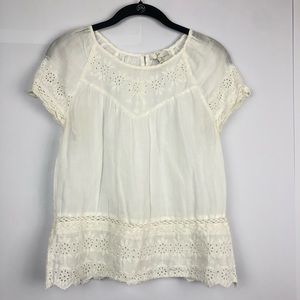 Joie white lace blouse size XS